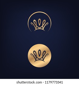 Elegant Circle Crown Logo/icon. Vector Image.