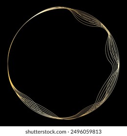 An elegant circle frame made of fine gold lines. Good for wedding stationery, invitations, cards, logo.