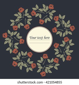 Elegant circle frame with roses can be used for greeting card, anniversary, invitation, cover and more creative designs.