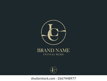 Elegante com Círculo Inicial LC Cartas Monograma Logo Design
