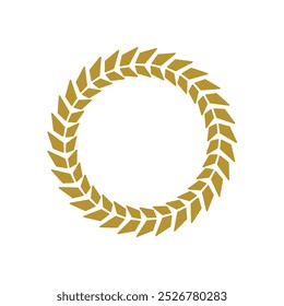 Elegant Circle Laurel Wreath for Design and Branding. Gold Circular Laurel Frame for Invitations and Awards.