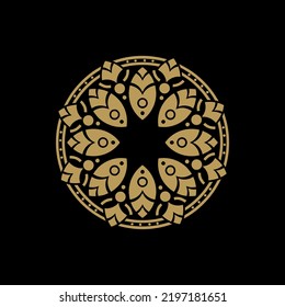 An elegant circle mandala flower logo design featuring detailed floral patterns in a balanced circular shape. Perfect for wellness brands, yoga studios, eco-friendly products