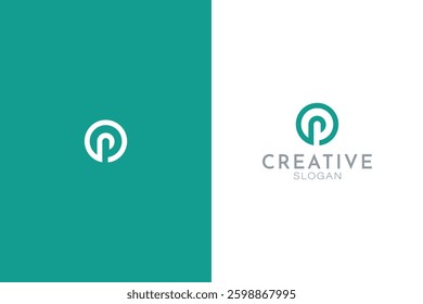 Elegant Circle P Initial Logo Design Concept with two Colors.
