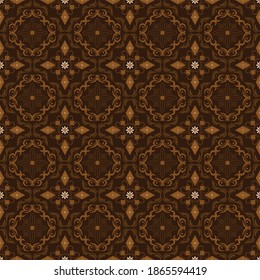 Elegante Kreismuster auf der Solo Batik mit modernem dunkelbraunem Farbdesign.