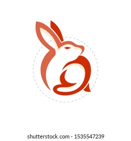 elegant circle rabbit logo design inspiration