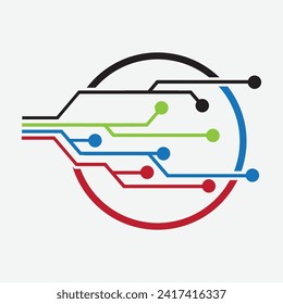 Elegant Circuit Logo Template design illustration vector image on gray background