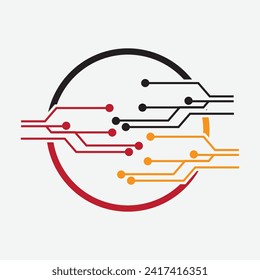 Elegant Circuit Logo Template design illustration vector image on gray background