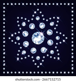 Elegant circular diamond pattern with a decorative frame. Vector design.