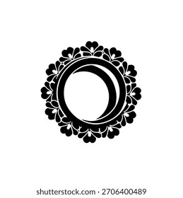 Elegant Circular Frame with Abstract Floral Petal Border Decorative Wreath Design Element silhouette vector illustration