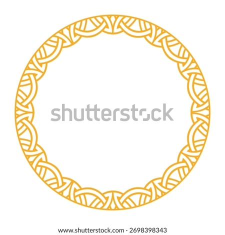 Elegant circular frame with intricate celtic and viking patterns in a minimalist style.