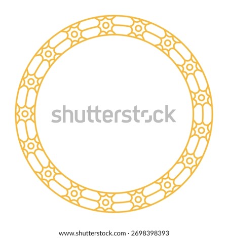 Elegant circular islamic frame with intricate geometric patterns, perfect for design and decoration.