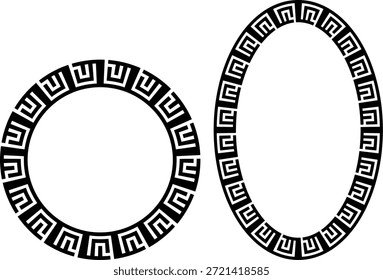 Elegante diseño de marco de laberinto circular con patrón de llave griega minimalista para bordes decorativos