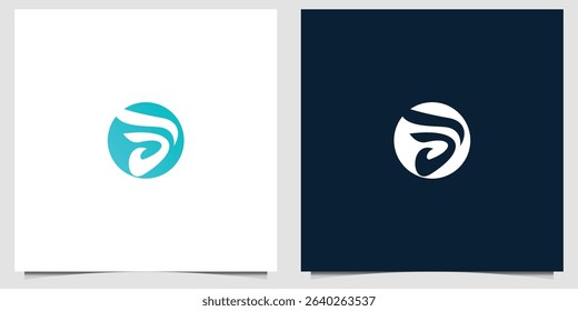 Elegant circular logo design with fluid shapes and two color variations