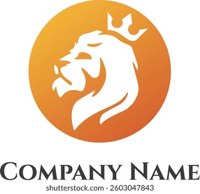 Elegant circular logo featuring a crowned lion head. Symbolizing strength, leadership, and prestige, it's perfect for luxury brands, security firms, sports teams, and premium business identities. 