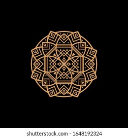 Elegant circular mandala decorative ornament vector design in luxurious gold color, featuring intricate floral and geometric patterns. Ideal for spa, yoga, premium branding, and artistic design projec