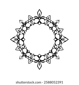 Elegant Circular Mandala Design: Ornate Frame, Floral Pattern, Symmetrical Artwork