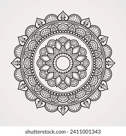 Elegant circular mandala natural motifs. suitable for henna, tattoos, photos, coloring books. islam, Hindu, Buddha, India, Pakistan, Chinese, arab