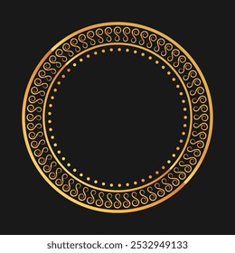 Elegantes kreisförmiges, ornamentales Vektordesign mit schwarzem Hintergrund.