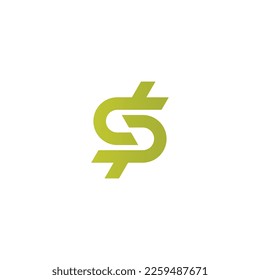 Elegante plantilla de logotipo circular S y S para la personalidad de la marca en color verde