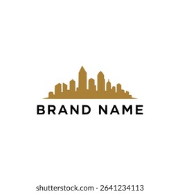 Elegant city skyline logo in gold gradient, perfect for real estate, architecture, or urban business branding.