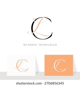 Diseño elegante del logotipo del monograma de la boda del LC
