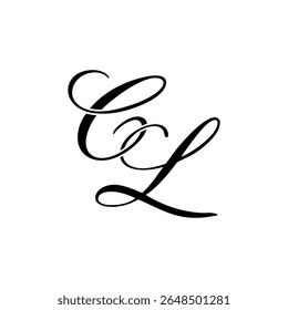 Elegante CL Monograma Logo em preto Script - Luxo Caligrafia Design Inicial em Fundo Branco