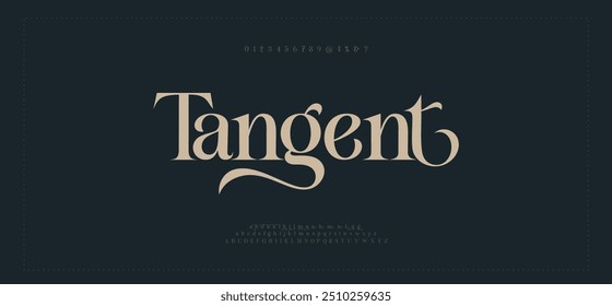 Elegante concepto retro de boda decorativa de Fuentes serif de alfabeto clásico. Tipografía Letras del alfabeto vintage retro Fuentes y número. Ilustración vectorial