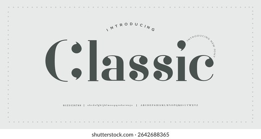 Elegant classic awesome alphabet letters font and number. unique serif font. Classic Lettering Minimal Fashion Designs. Typography fonts regular uppercase and lowercase. vector illustration	
