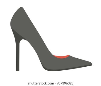 Elegant classic black stiletto shoe isolated cartoon illustration