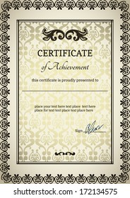 Elegant Classic Certificate of achievement. Vintage frames and border. Easy to use. 