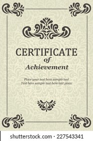 Elegant Classic Certificate of achievement. Vintage frames and design elements. Easy to use. 