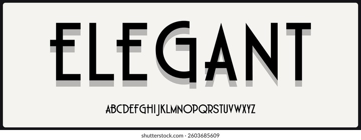  Elegant classic condensed vector font. Alphabet with simple uppercase.
