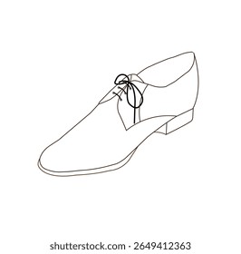 Elegante e clássico sapato Derby isolado em um fundo branco. Este elegante calçado de couro de renda apresenta um sistema de laço aberto, acabamento polido suave e salto baixo - ideal para aparência formal.