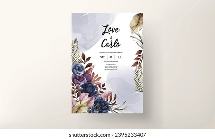 elegant classic floral watercolor invitation card