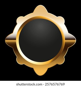 Elegant classic gold circular frame for designs that need a touch of luxury on isolated background