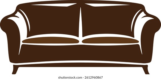 elegant classic sofa silhouette vector, home furniture couch black icon, living room seat clipart design