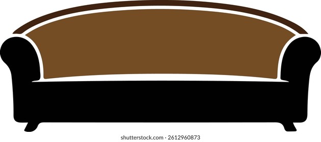 elegant classic sofa silhouette vector, home furniture couch black icon, living room seat clipart design