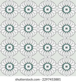 Un elegante y clásico patrón vectorial floral con motivos de menta en blanco y negro sobre fondo transparente, adecuado para tapices de moda y productos de decoración casera.
