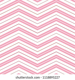 Elegant classic vector seamless pattern with pink chevrons in pink shades on a white background