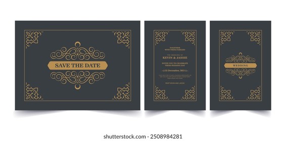 Elegant classic wedding invitation card