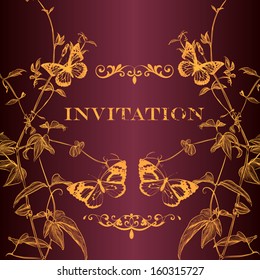 Elegant classic wedding invitation or menu. Retro vector