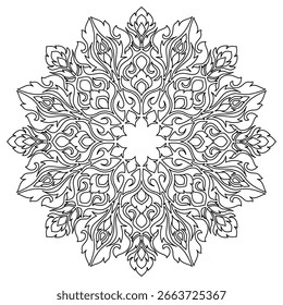 elegante e elegante design mandala para livro de coloração, mandala arte para adultos, adolescentes e crianças livro de coloração