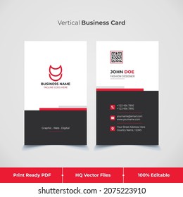 elegant and clean business card design. Vertical print template with company logo mockup red color