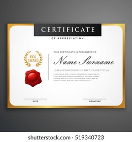 elegant clean certificate template layout design with golden border