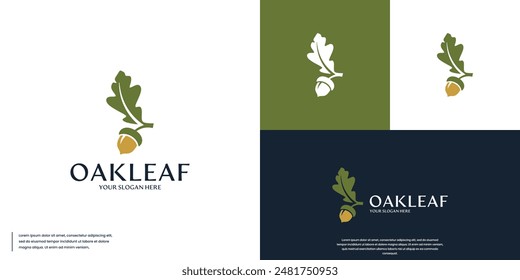 elegant and clean oak leaf logo, nature plant, logo design illustration,