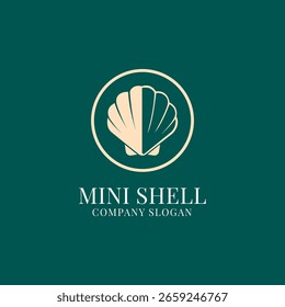 Logotipo elegante e limpo inspirado em concha perfeita para marcas de beleza, resorts de praia, produtos de cuidados com a pele ou empresas com temática marinha.