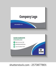 Elegant Clean Style Blue Business Card Template