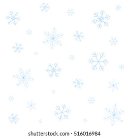 Elegant clean winter background with blue snowflakes on white