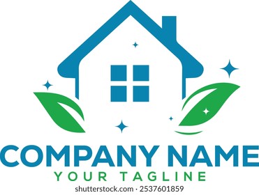 Elegant Cleaning Service Logo Design Template, Vector Logo for Cleaning Services, Modern Residential Cleaning Logo