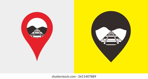 Elegant, clear, bold train line location vector icon